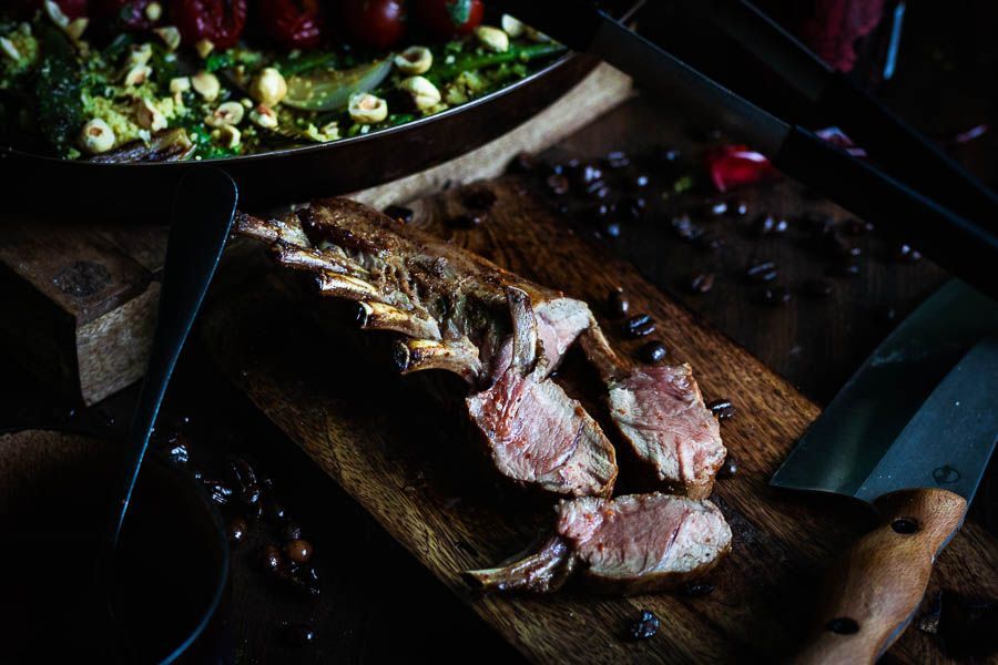 Grilled Rack of Lamb in coffee butter with Couscous