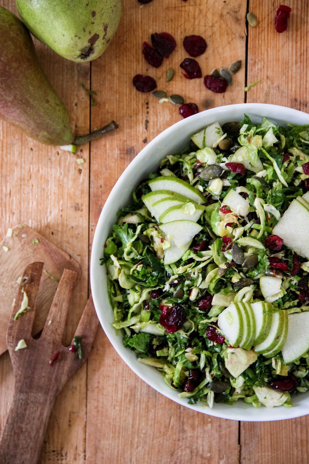 Winter salad with Brussels sprouts and cranberries