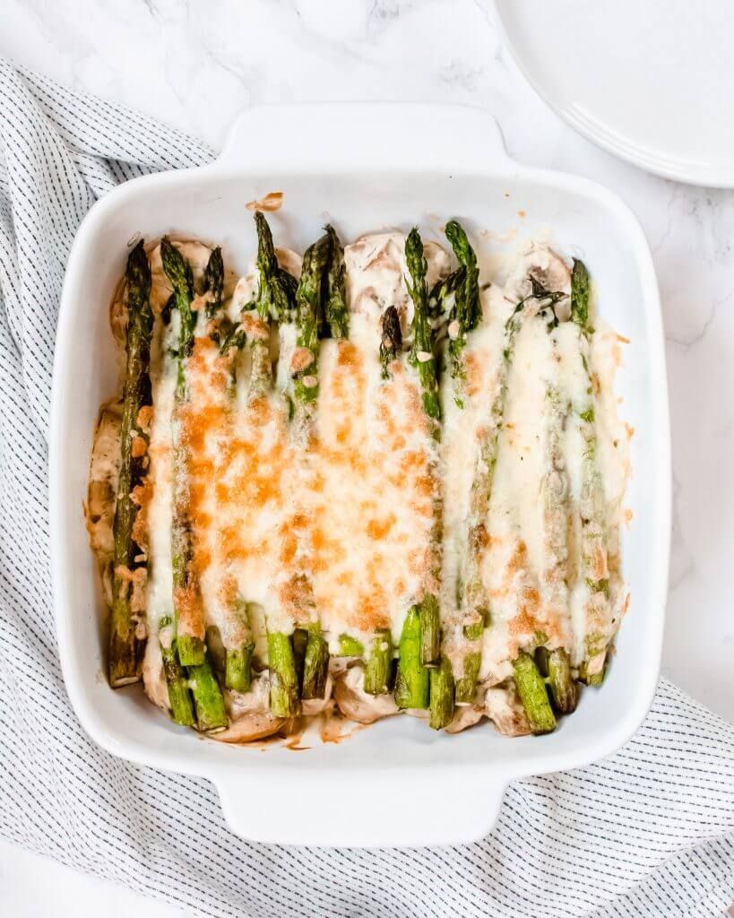 Asparagus mushroom gratin