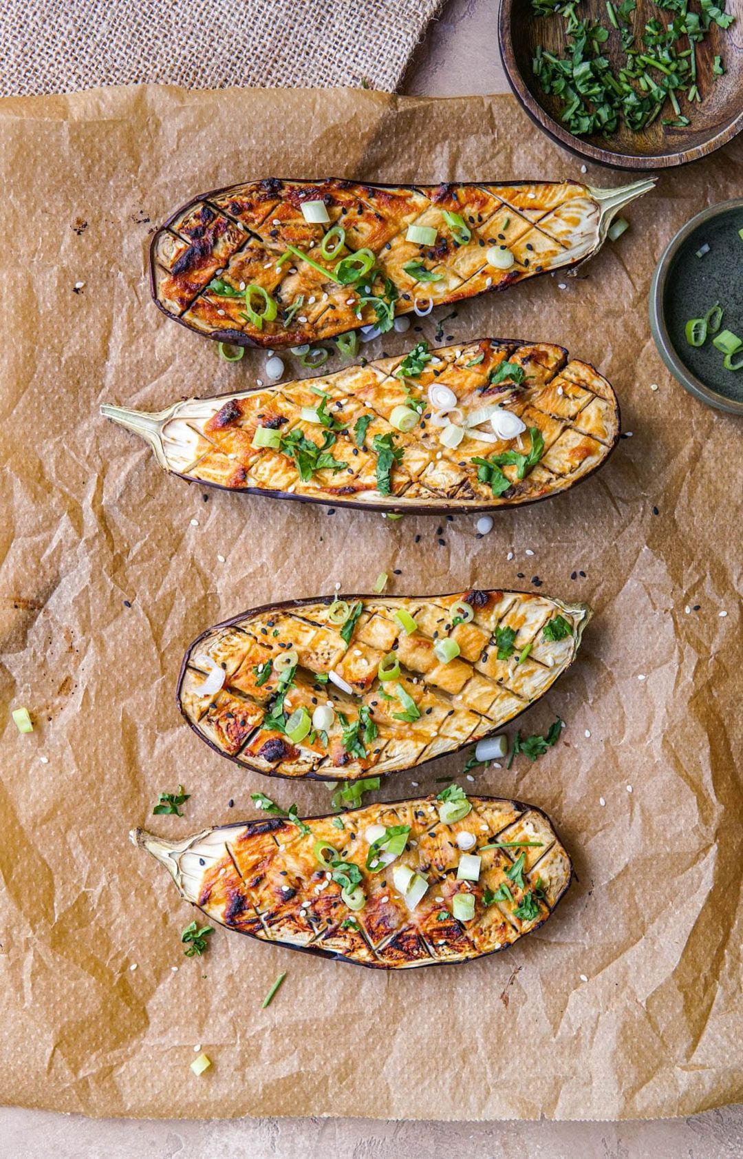 Roasted eggplant with miso