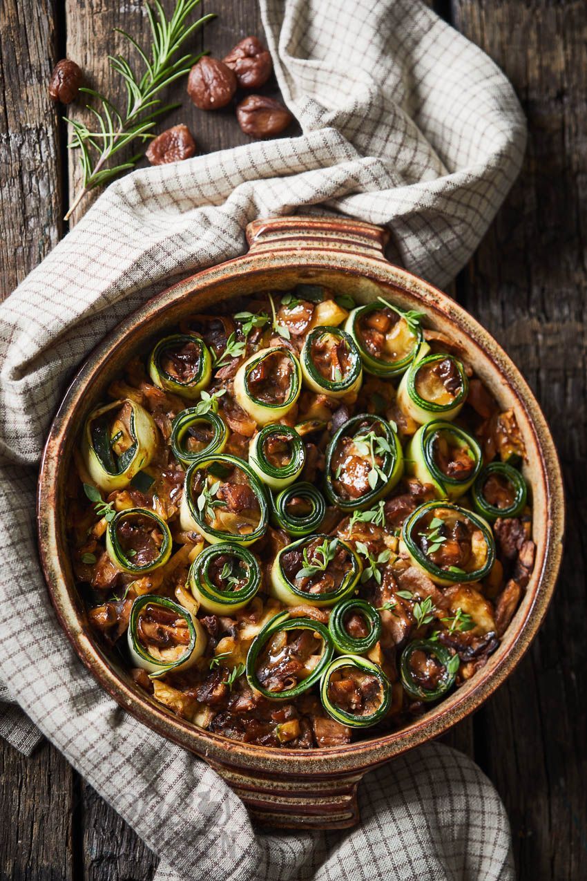 Zucchini oven dish with chestnut