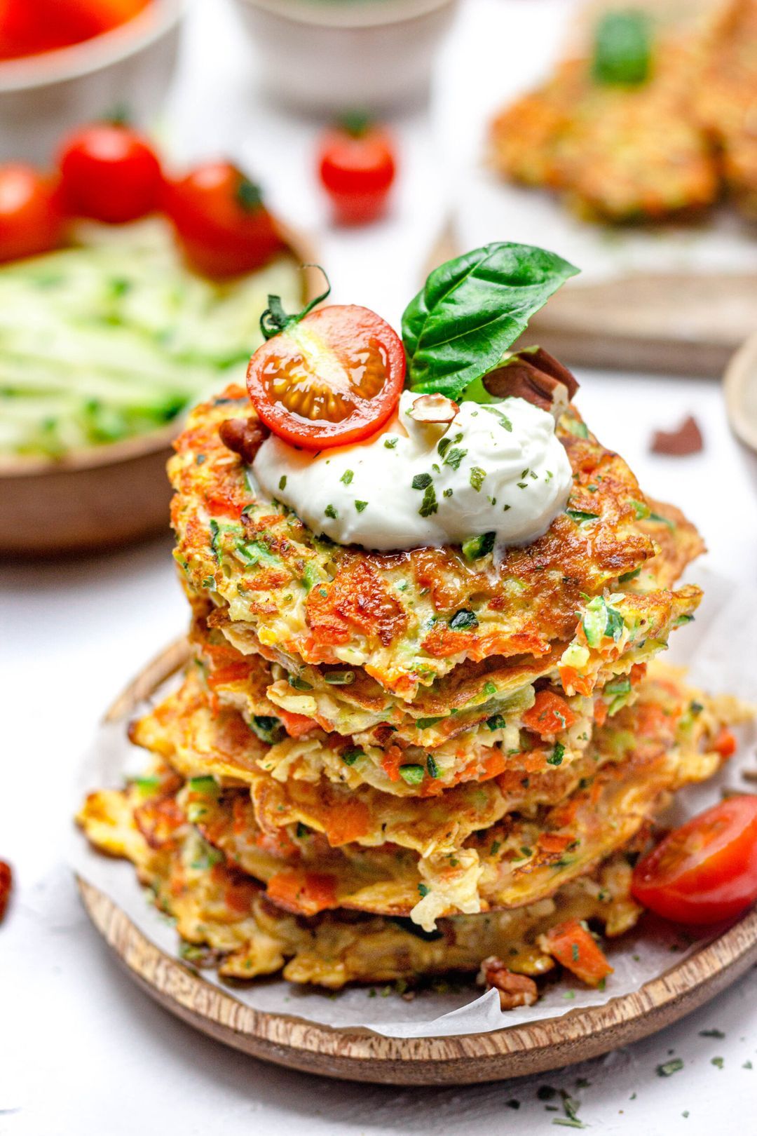 Healthy zucchini carrot fritters, easy & full of veggies!