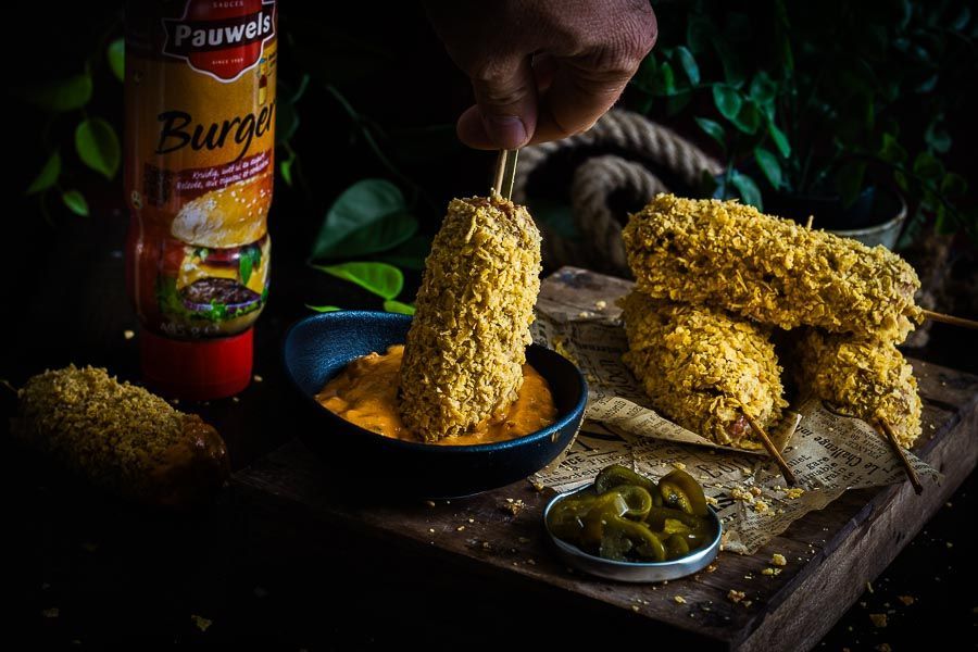 Chili cheddar corndogs (smoked)