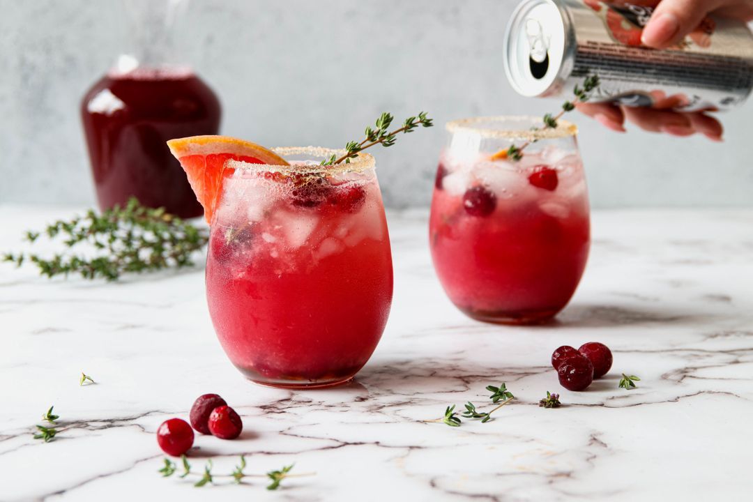 Cranberry grapefruit thyme mocktail