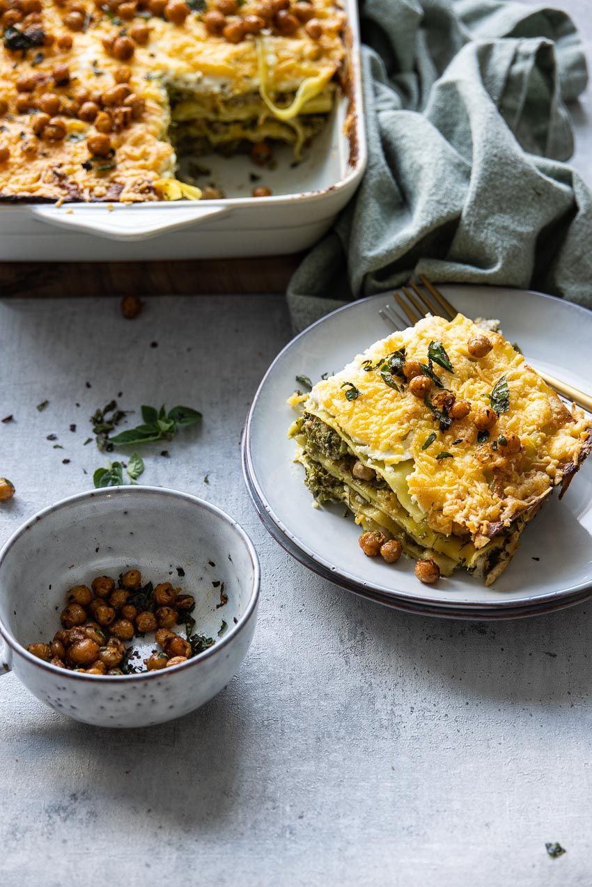 Lasagna with broccoli and chicken