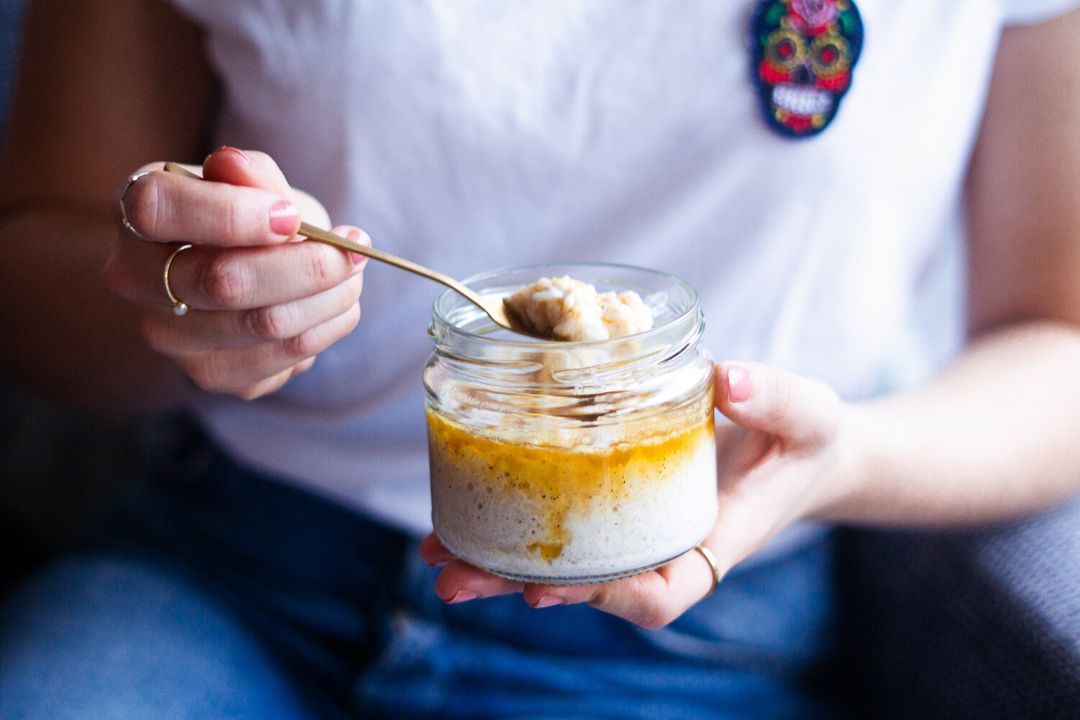 Rice pudding with coconut and orange sauce