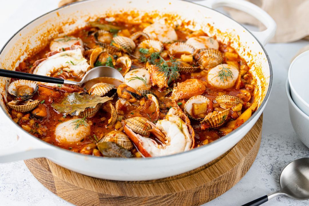 Seafood bouillabaisse with lobster