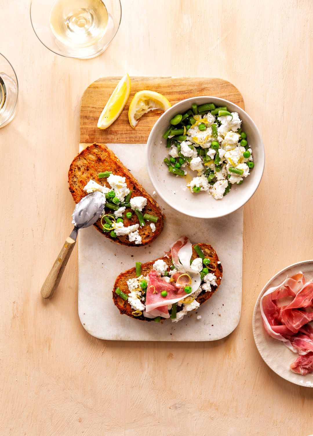Sourdough toast with beans and goat cheese