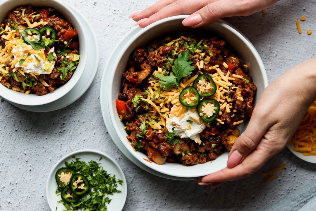 Black bean chili with olives