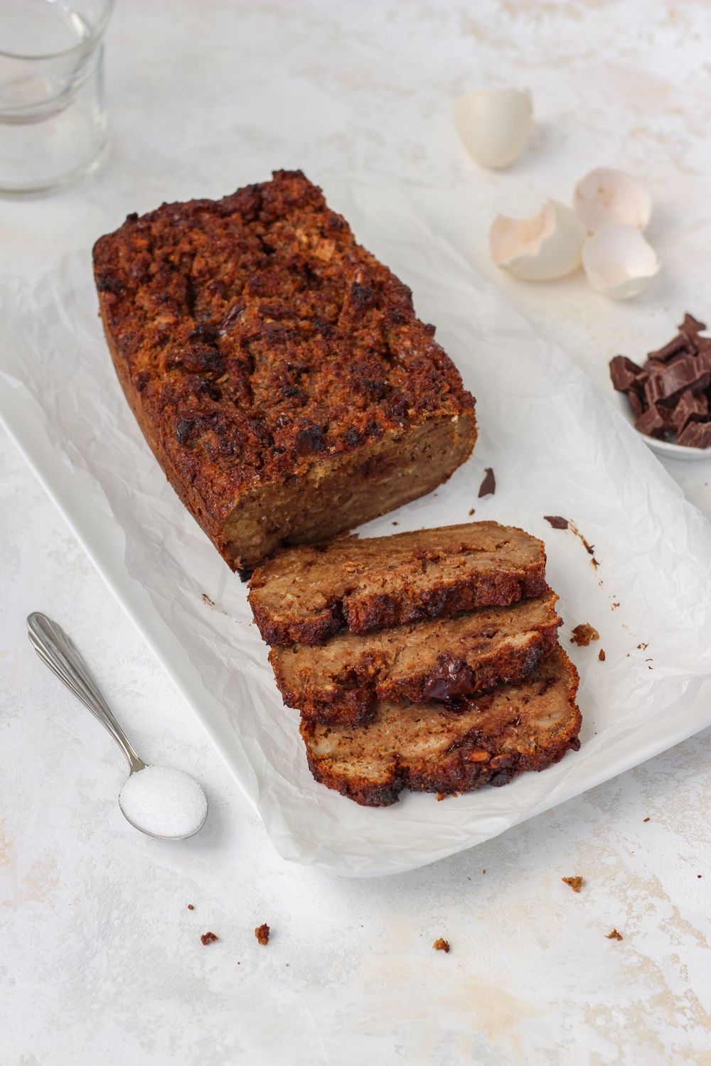 Bread pudding with chocolate