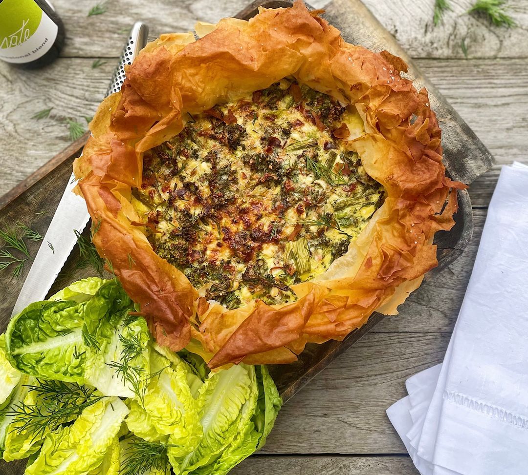 Spring quiche with filo dough