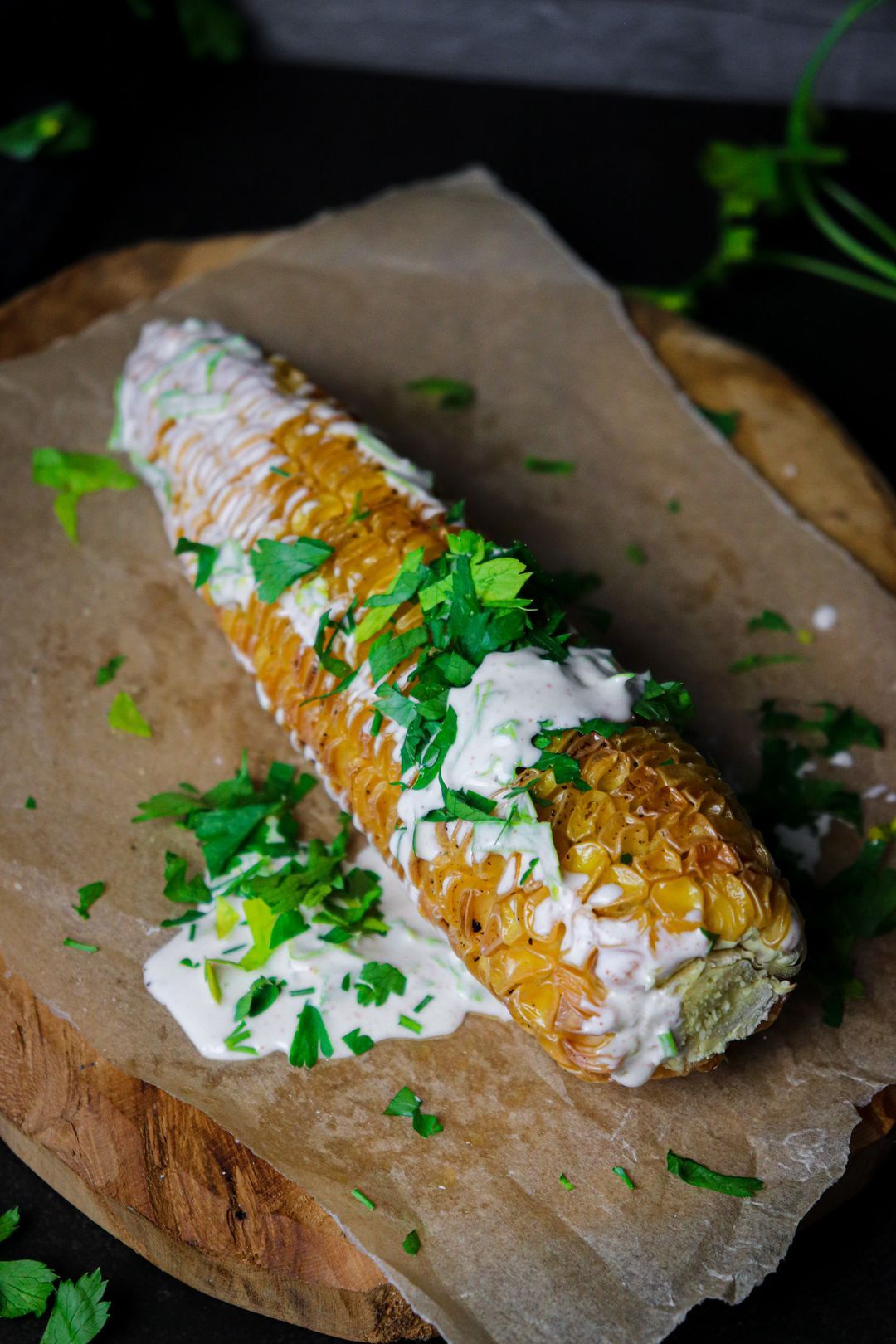 Corn on the cob golden in the oven