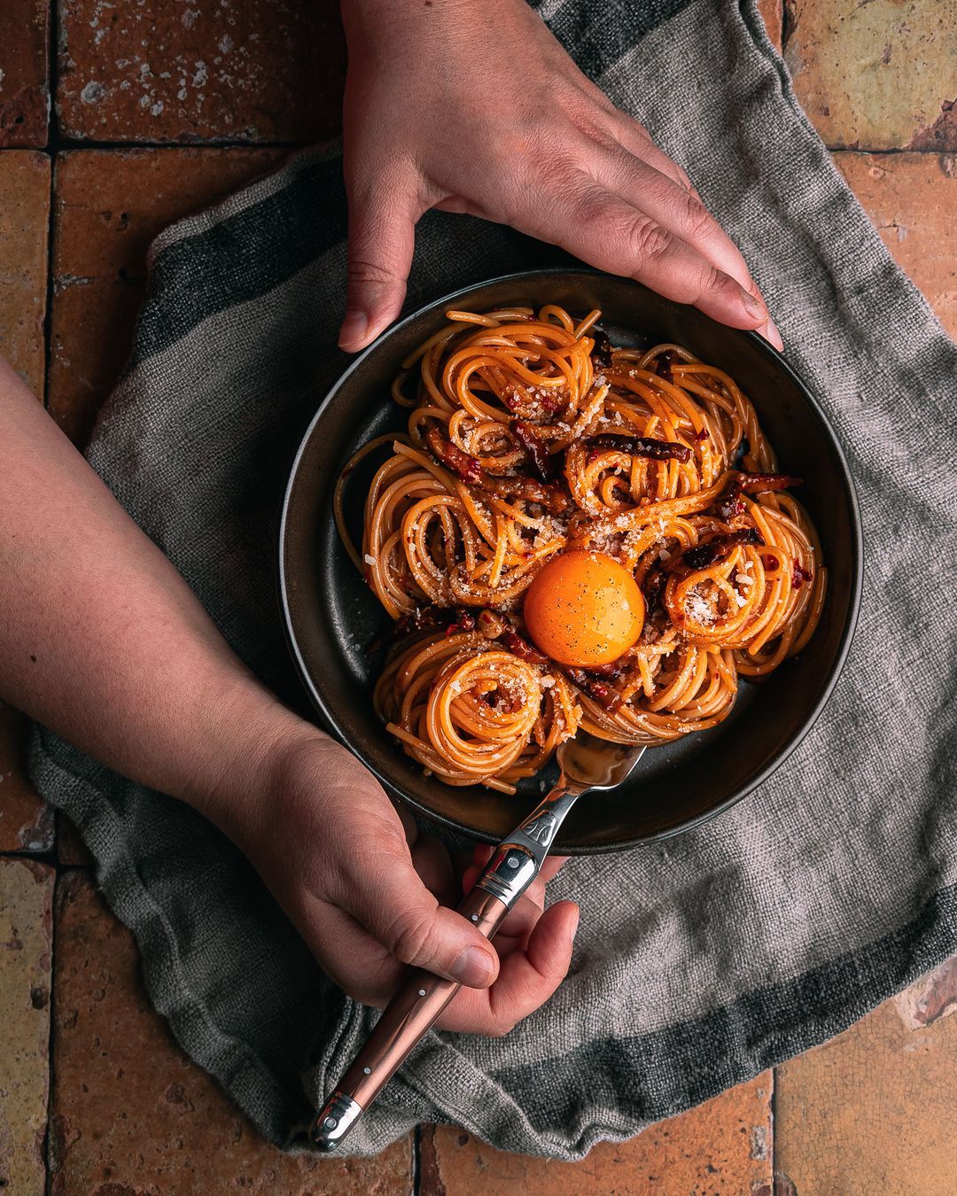 Spicy 🔥 Spaghetti carbonara 💚🤍❤️