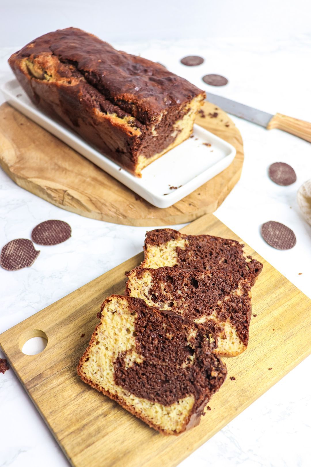 Marbled banana bread without butter