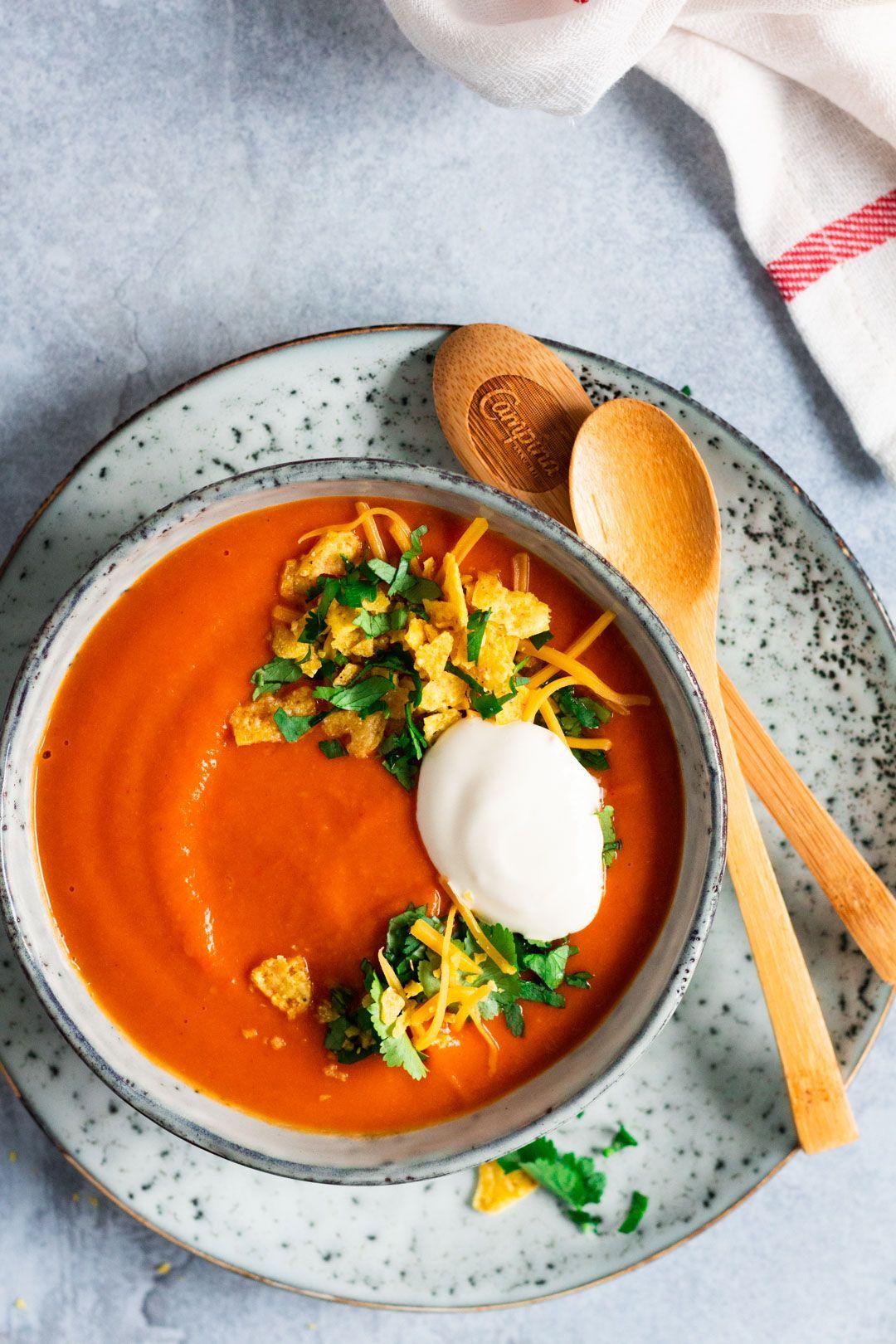 Mexican soup with pumpkin and bell pepper