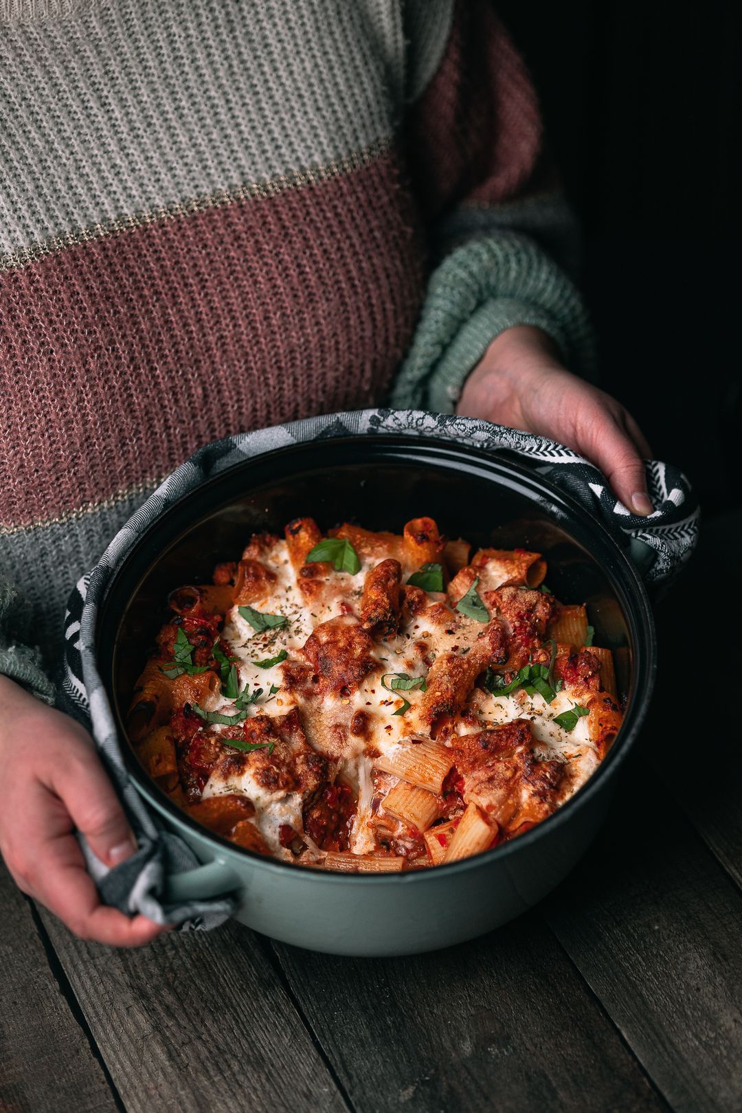 🔥 Spicy casserole with burrata, pancetta & minced meat