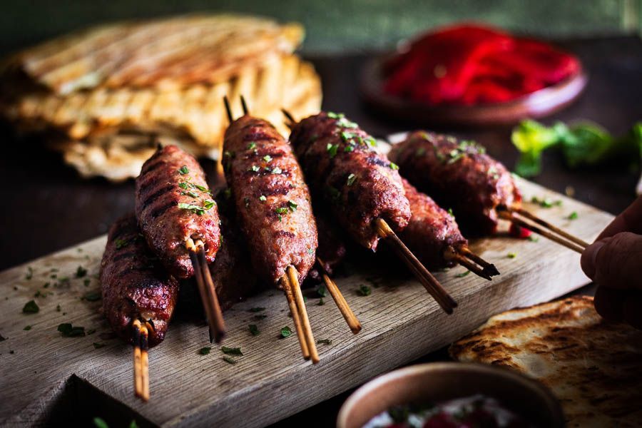 Grilled Köfte of lamb with goat cheese dressing