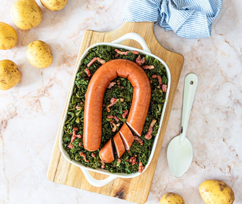 Kale casserole with sausage