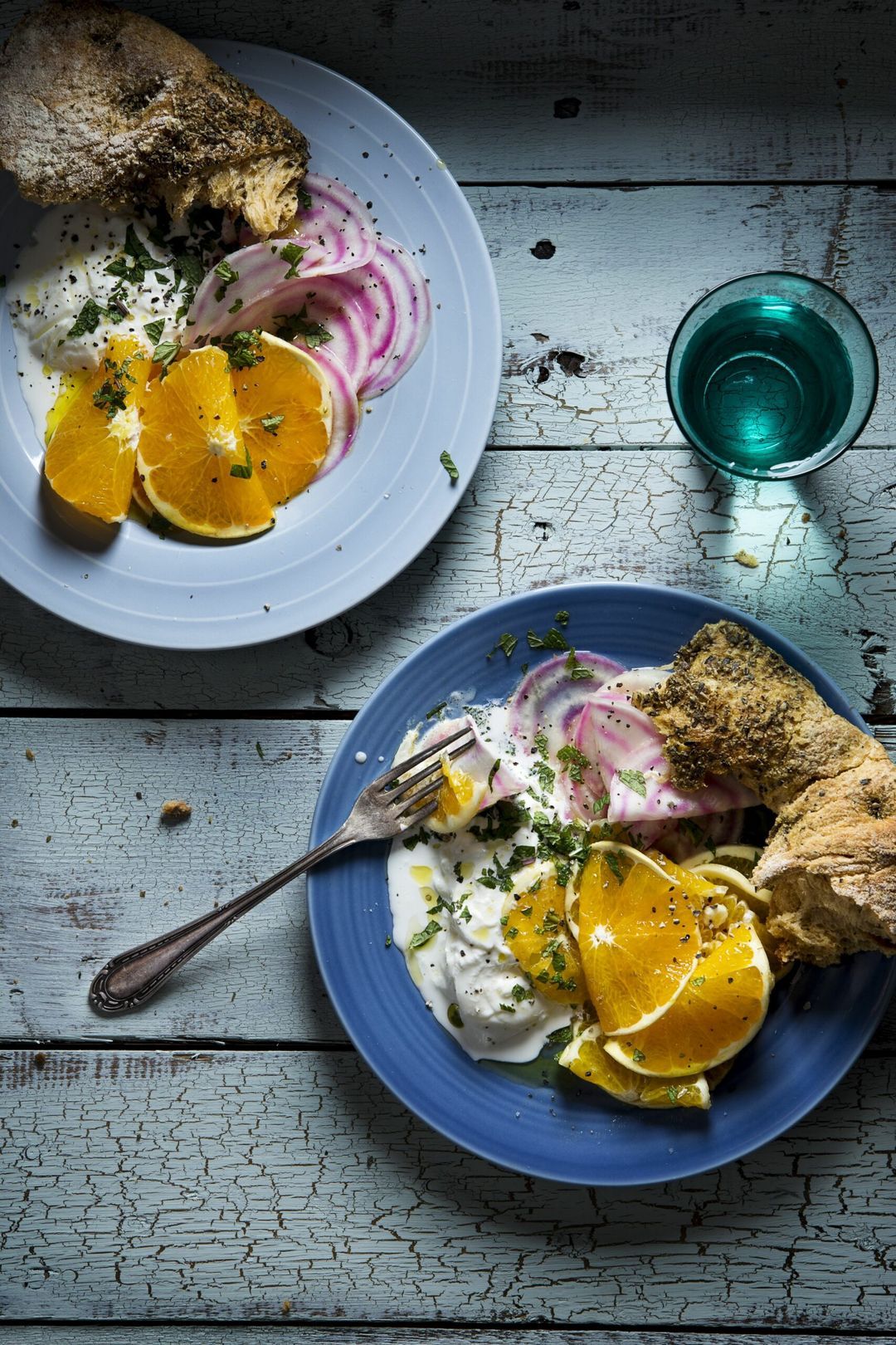 Burrata with orange and mint