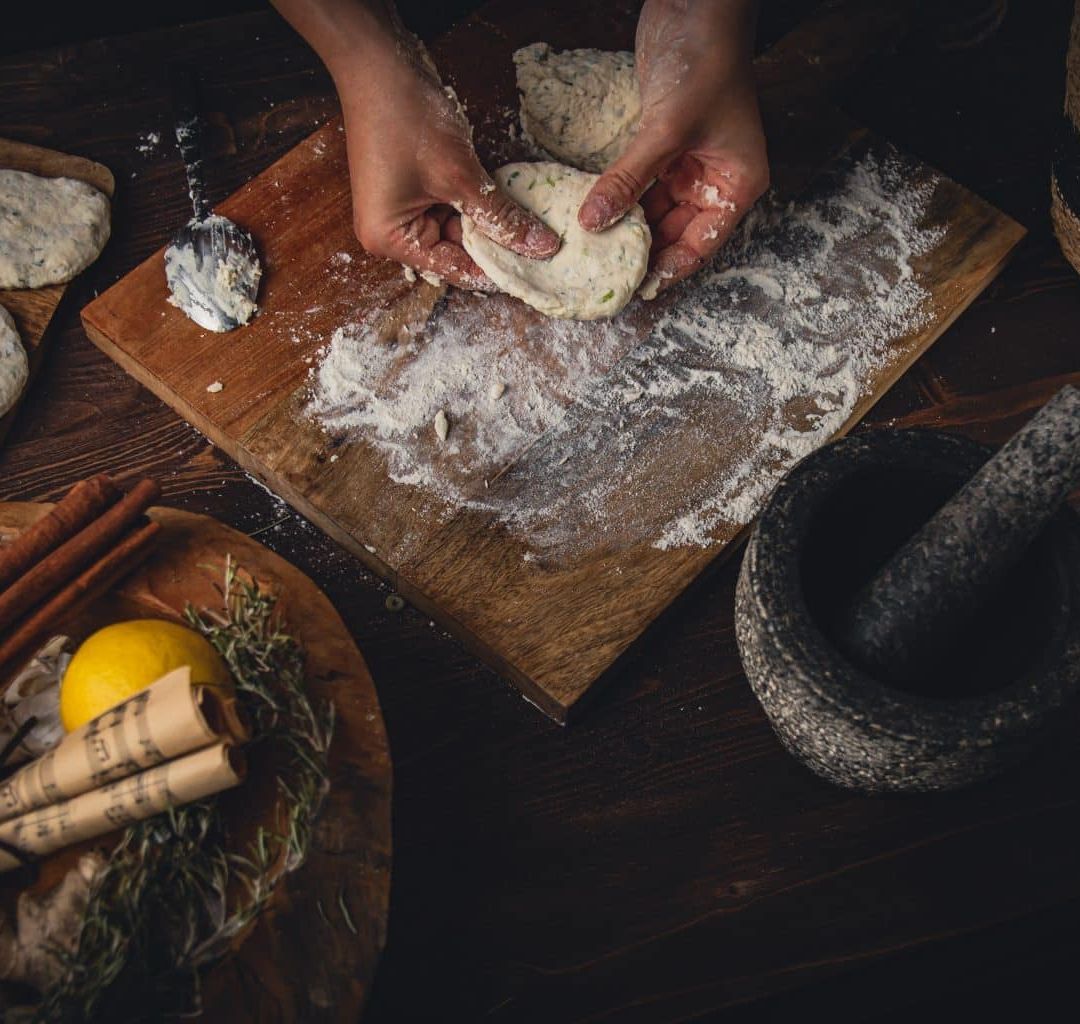 Flatbread with spring onion and rosemary