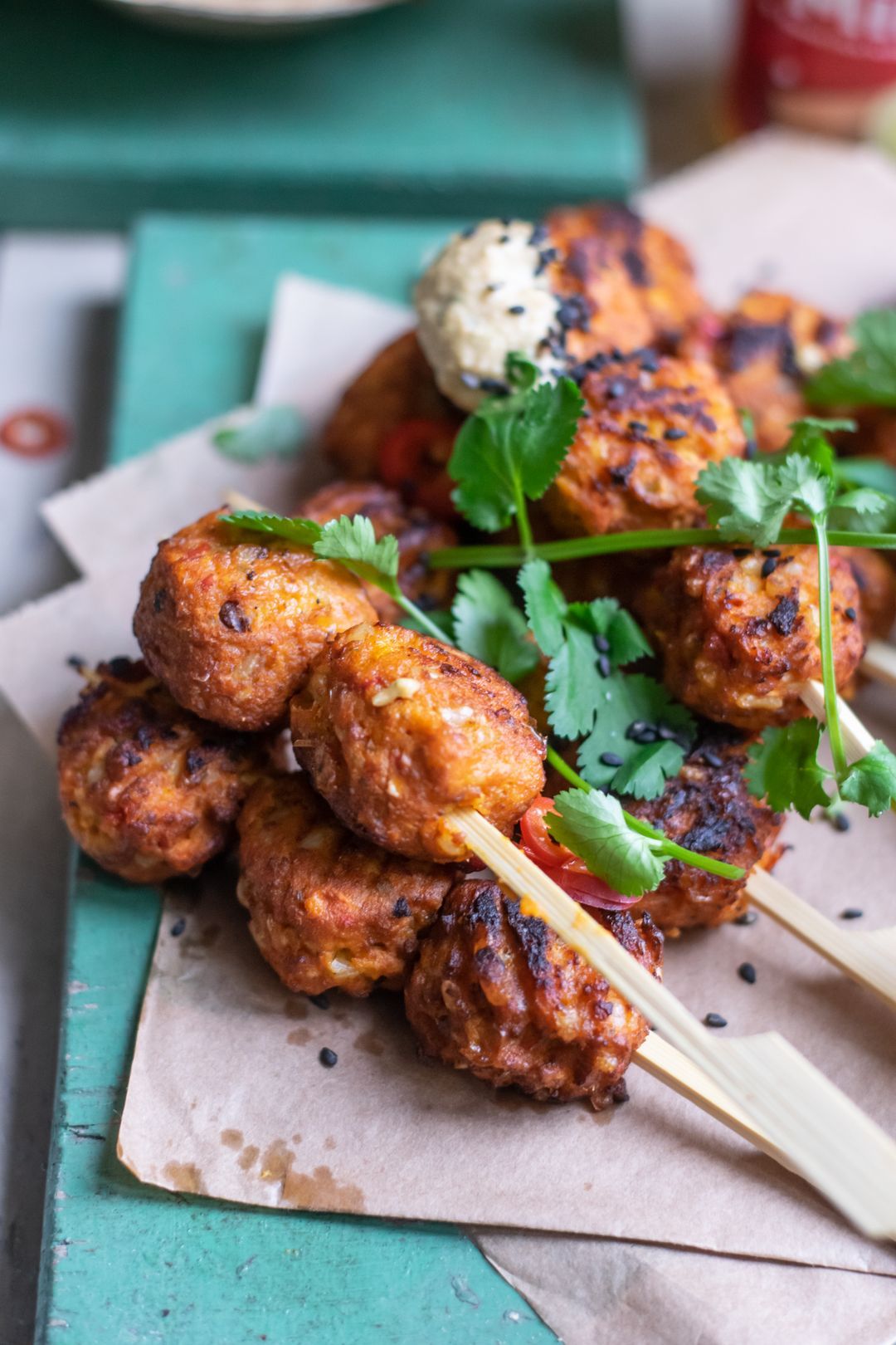 Nasi balls with peanut sauce