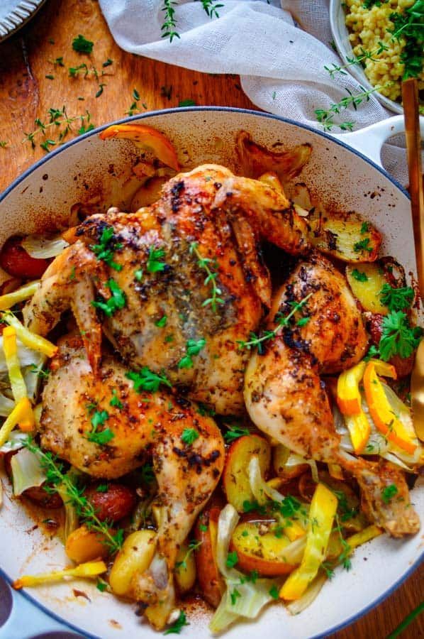 Roast chicken with lemon and herbs