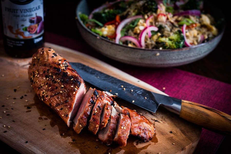 Grilled pork tenderloin with ginger glaze