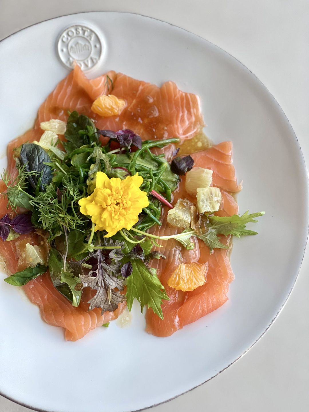 Salmon carpaccio with oriental vinaigrette