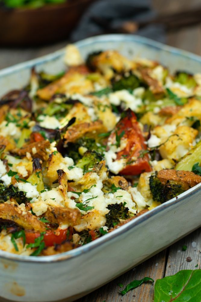 Broccoli and cauliflower with egg and feta