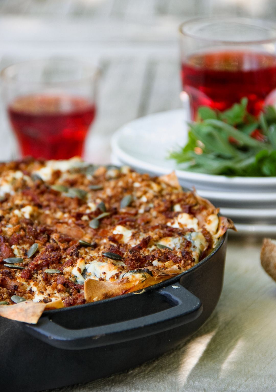 Pumpkin lasagna with ricotta and spinach