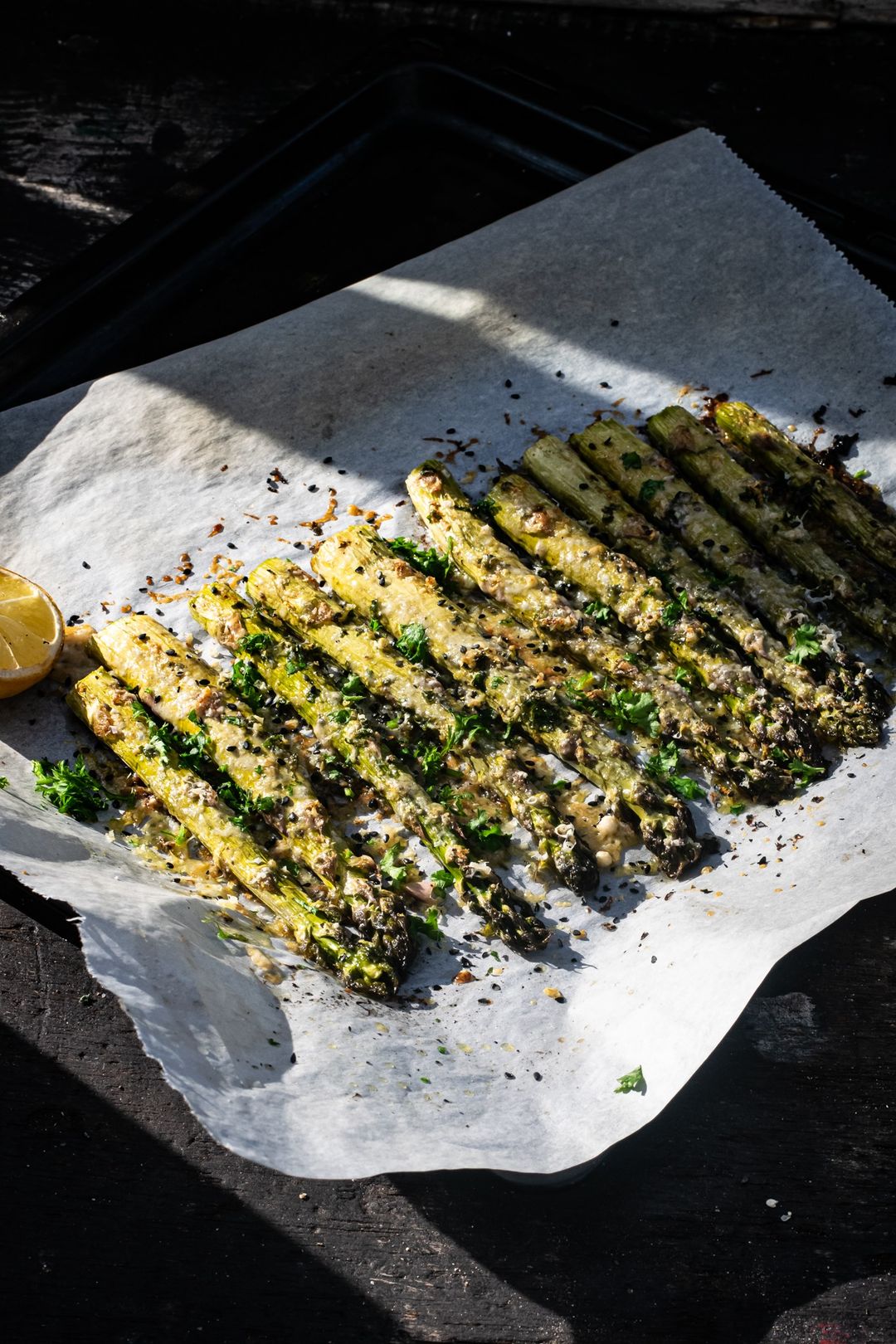 Roasted asparagus with Parmesan cheese