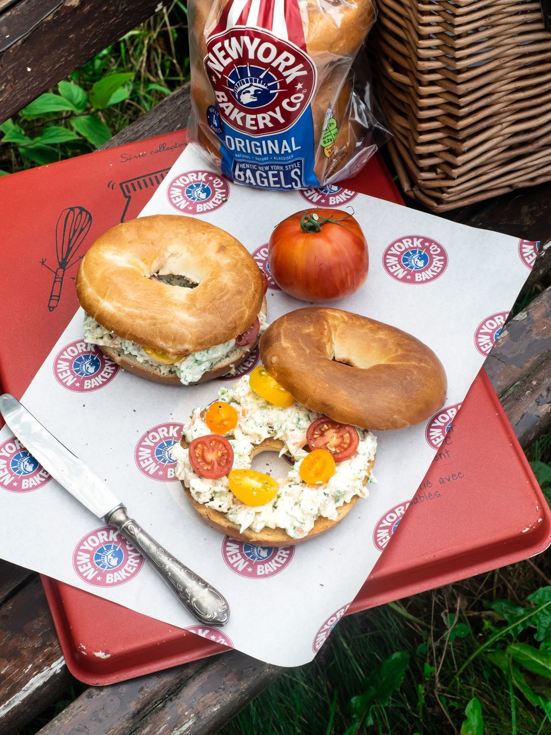 Scampi salad on a bagel