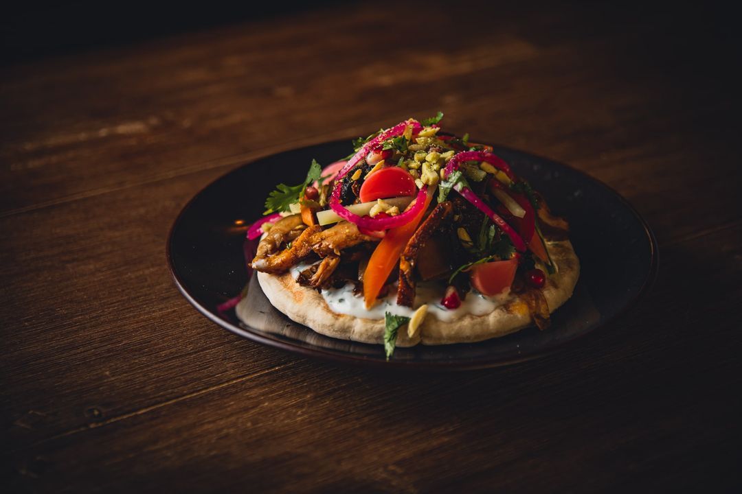 Kebab of oyster mushrooms and portobellos