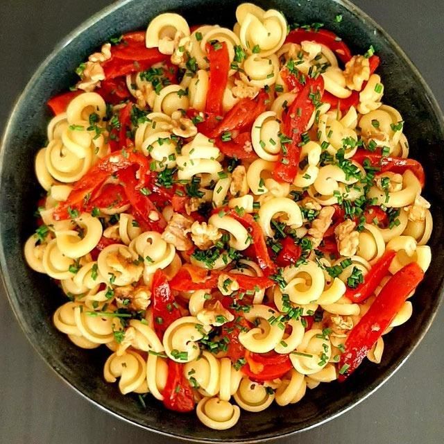 Cappelletti with grilled bell pepper & walnut dressing