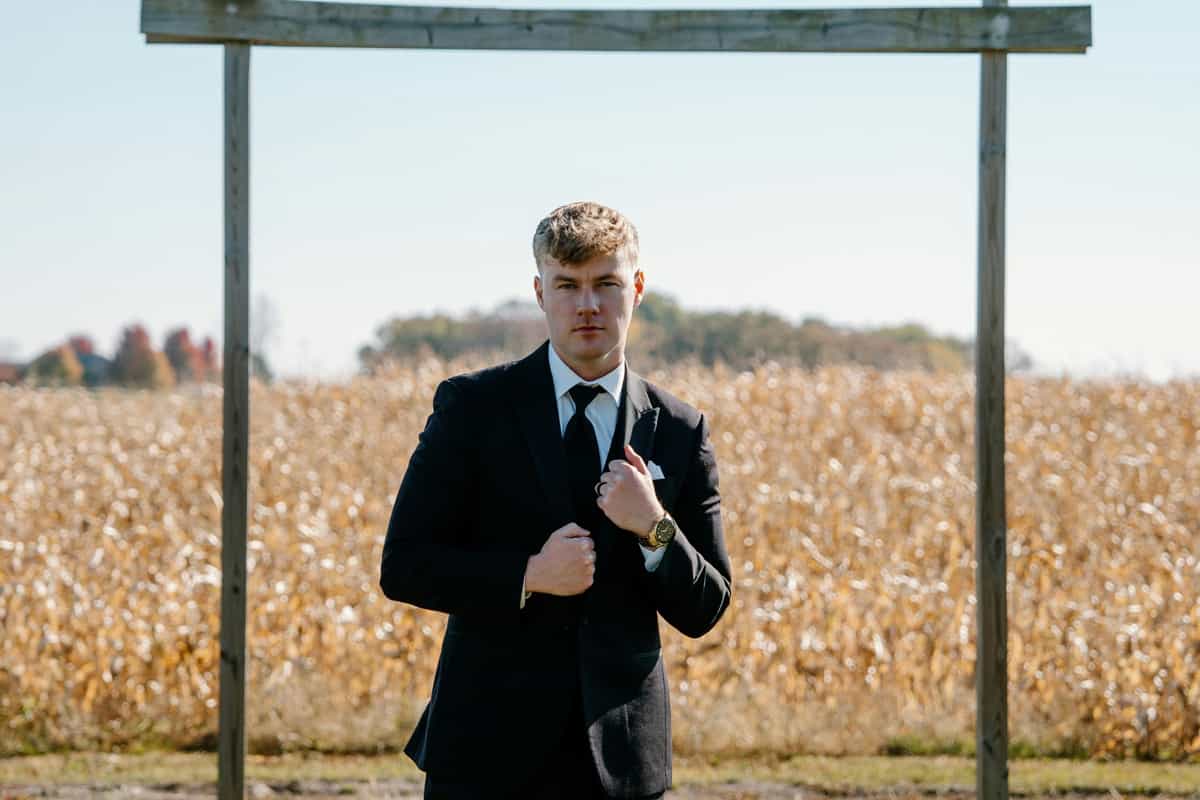 Man in Suit in Field