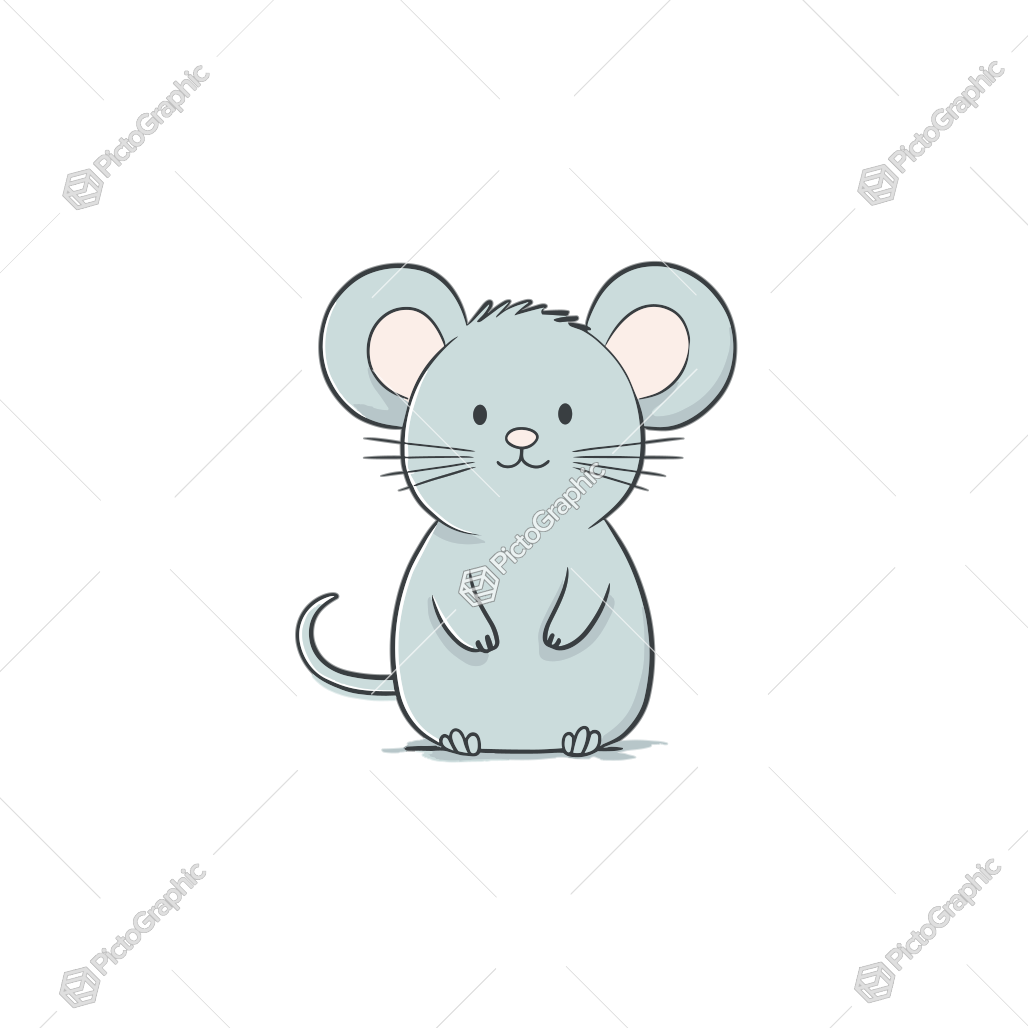 Illustration of a cute blue mouse.