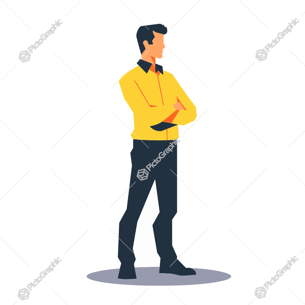 Illustration of a man standing with arms crossed.