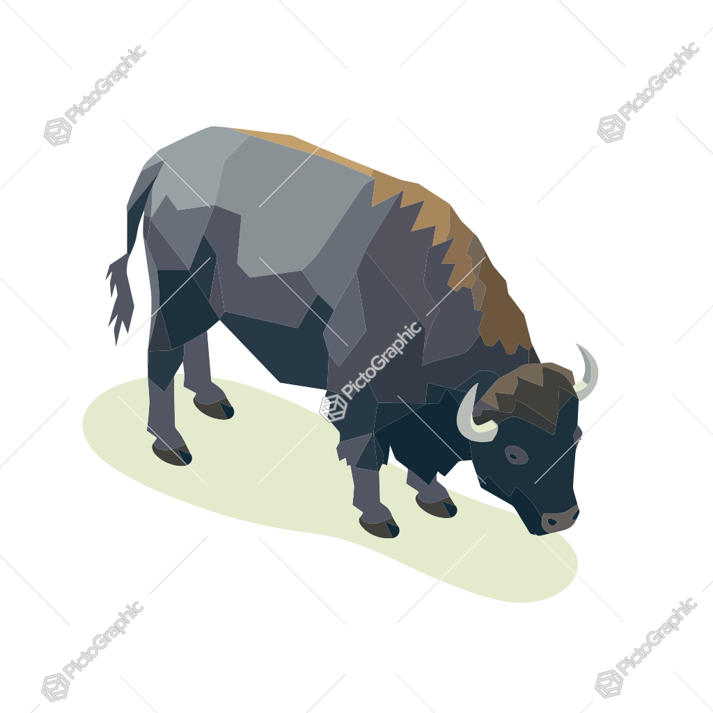 Illustration of a geometric bison.