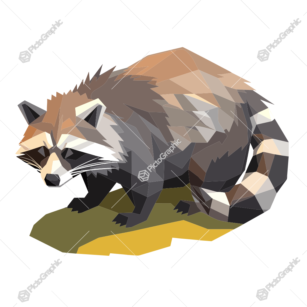 Illustration of a low-poly raccoon