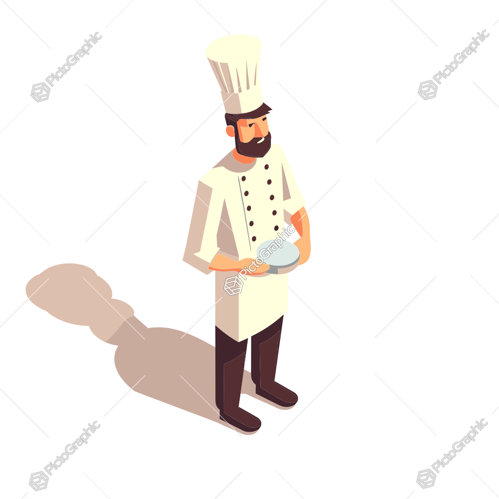 Illustration of a chef in traditional attire.