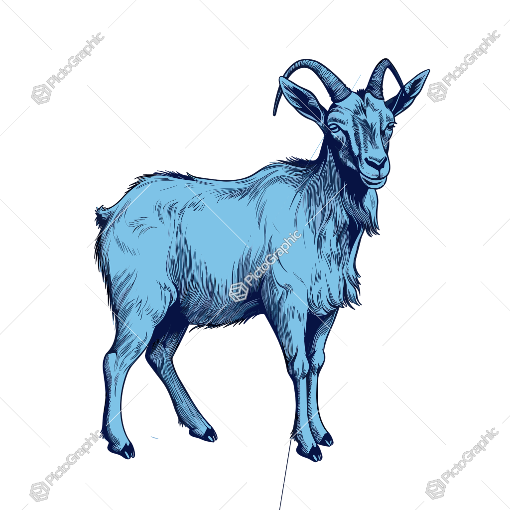 Illustration of a blue-toned goat.