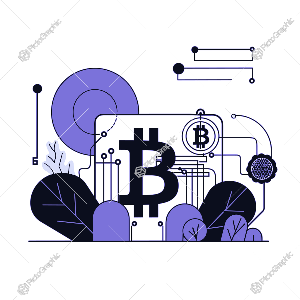 The image shows a black and white illustration of a bitcoin surrounded by leaves, with a white background. The illustration is likely related to cryptocurrency, as it could be used to illustrate the concept of blockchain technology. The image shows a black and white illustration of a bitcoin surrounded by leaves, with a white background. The illustration is likely related to cryptocurrency, as it could be used to illustrate the concept of blockchain technology.
