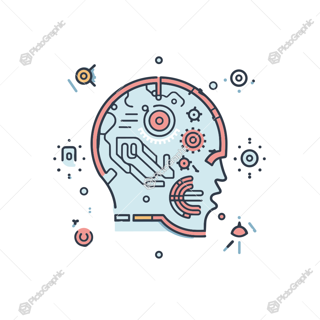 The image shows a man's head with a circuit board in the middle of it, surrounded by a white background. The circuit board is in the shape of a brain, with intricate details and symbols that represent the concept of artificial intelligence. The image shows a man's head with a circuit board in the middle of it, surrounded by a white background. The circuit board is in the shape of a brain, with intricate details and symbols that represent the concept of artificial intelligence.