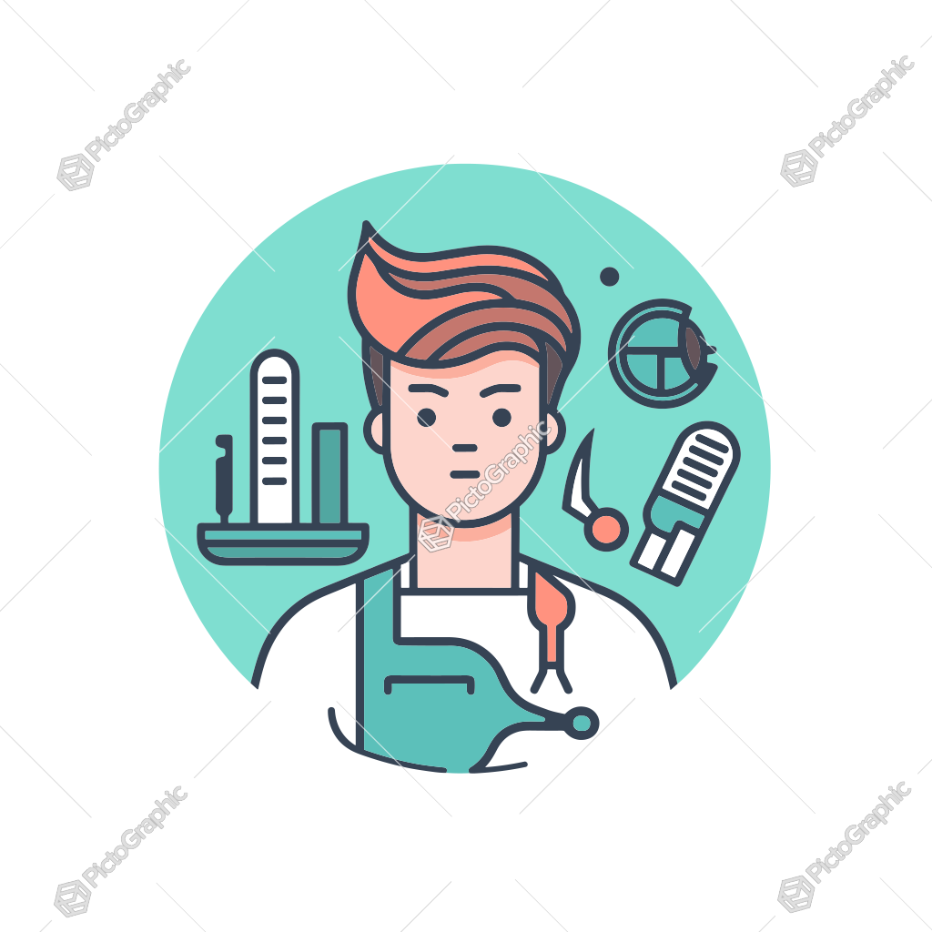 Illustration of a healthcare worker with medical icons in the background.