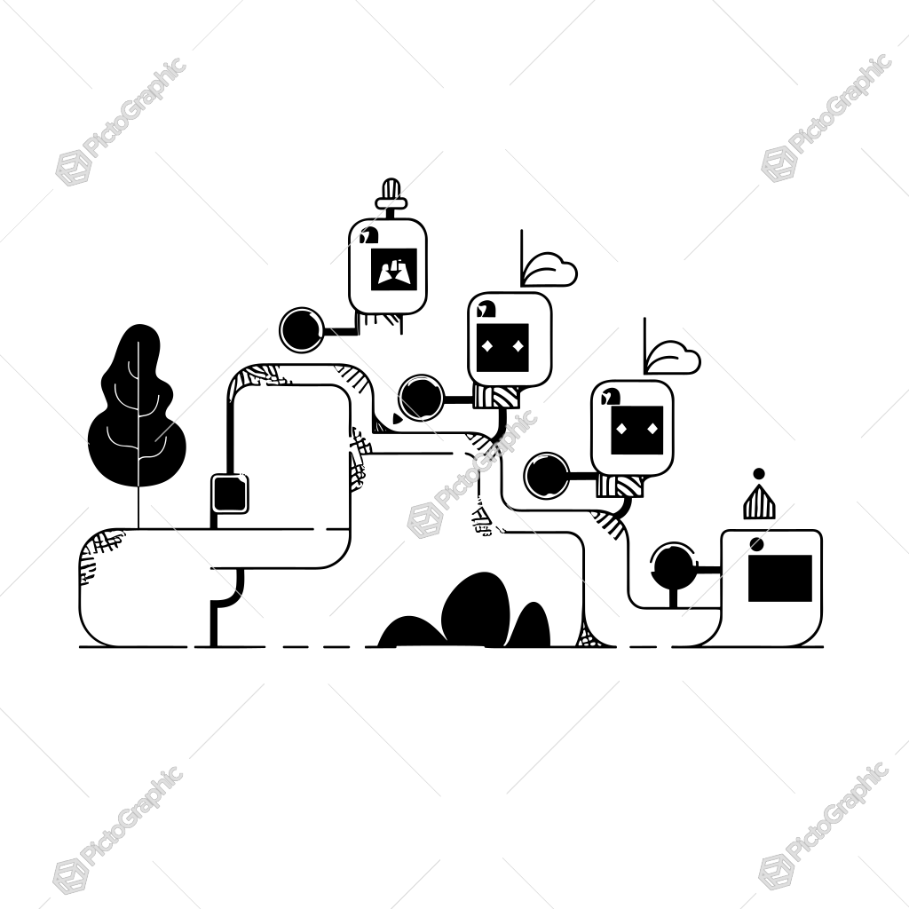 The image shows a black and white illustration of a city with a tree in the middle, surrounded by a white background. The illustration is composed of various shapes and lines, creating a unique and eye-catching design. The image shows a black and white illustration of a city with a tree in the middle, surrounded by a white background. The illustration is composed of various shapes and lines, creating a unique and eye-catching design.