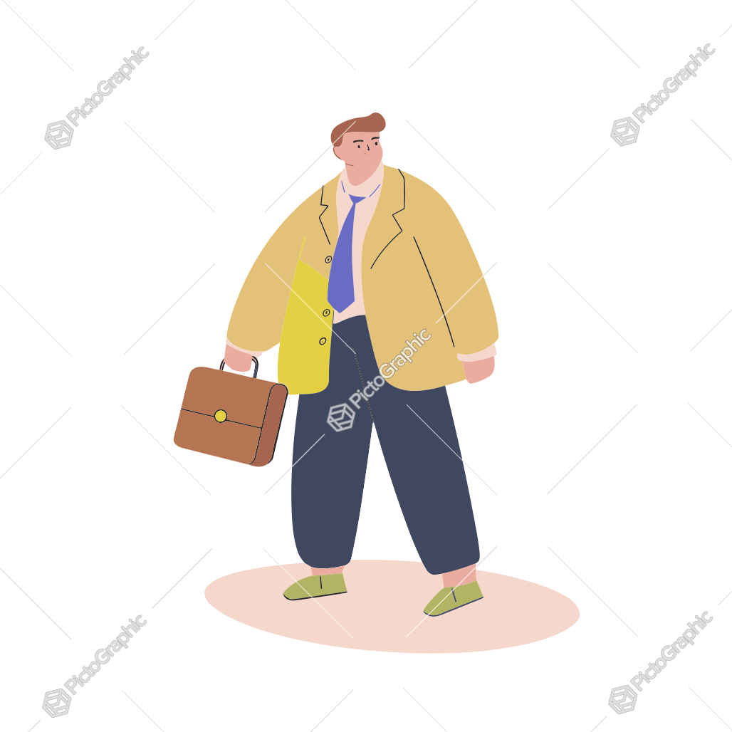 A stylized illustration of a person with a briefcase, seemingly walking. A stylized illustration of a person with a briefcase, seemingly walking.