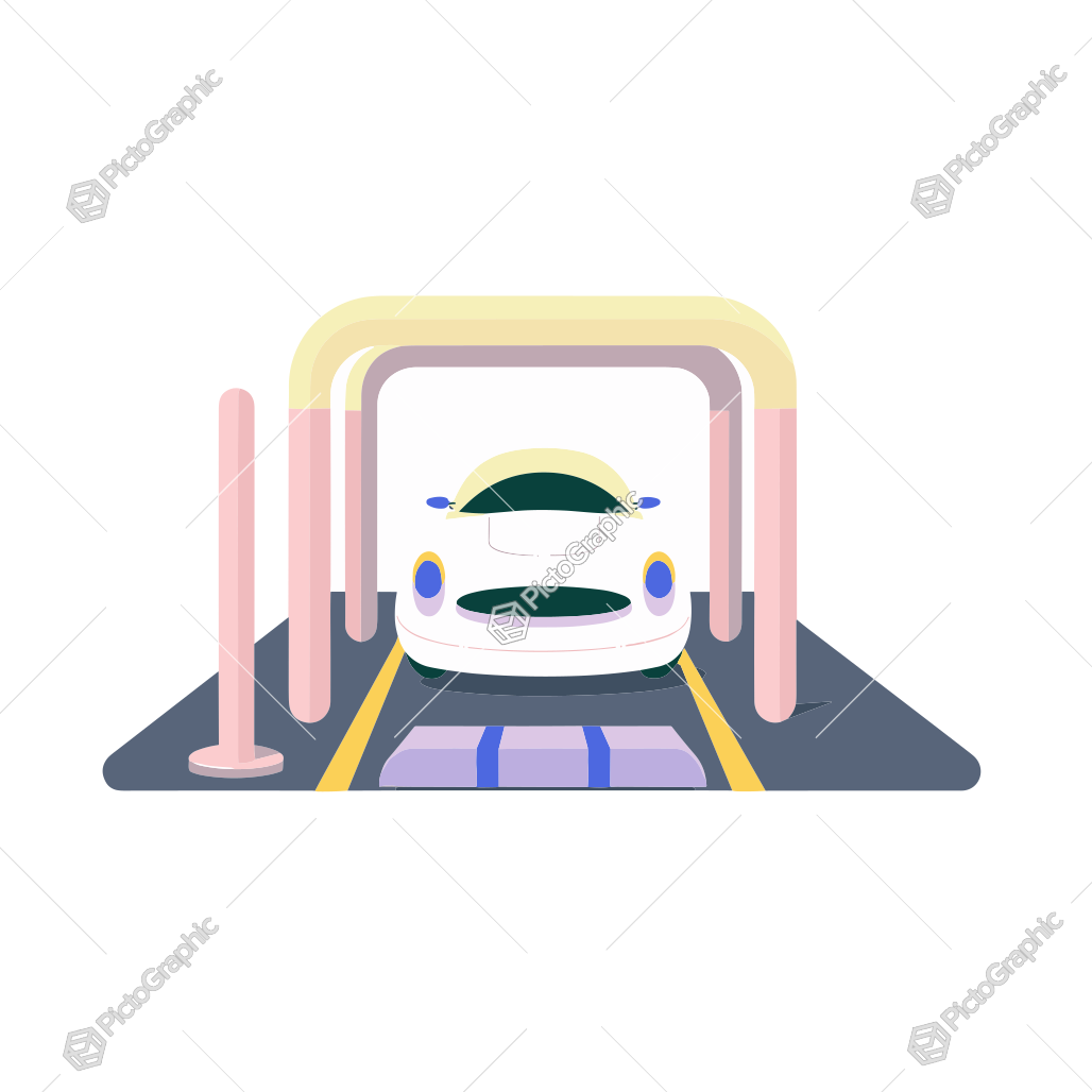 Cartoon car in a car wash