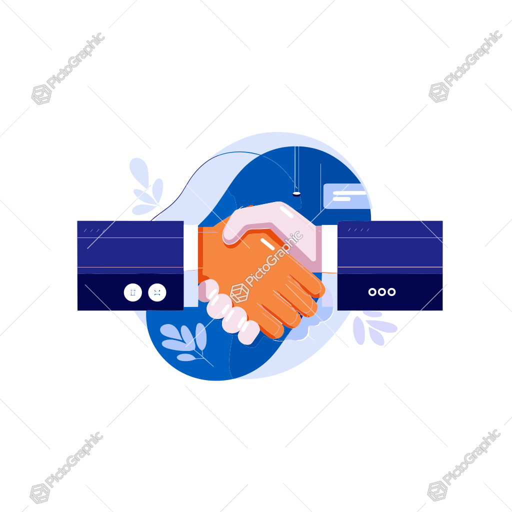 Illustration of a handshake representing agreement or partnership.