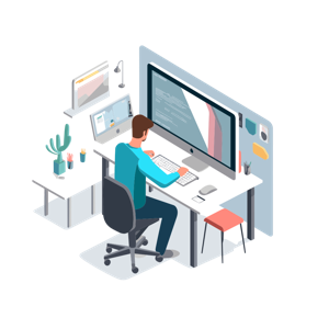 A person working at a computer station.