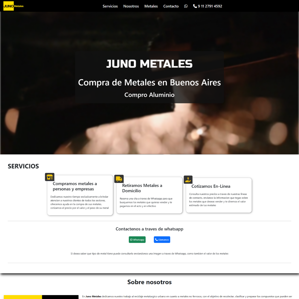 Sitio web de Juno Metales